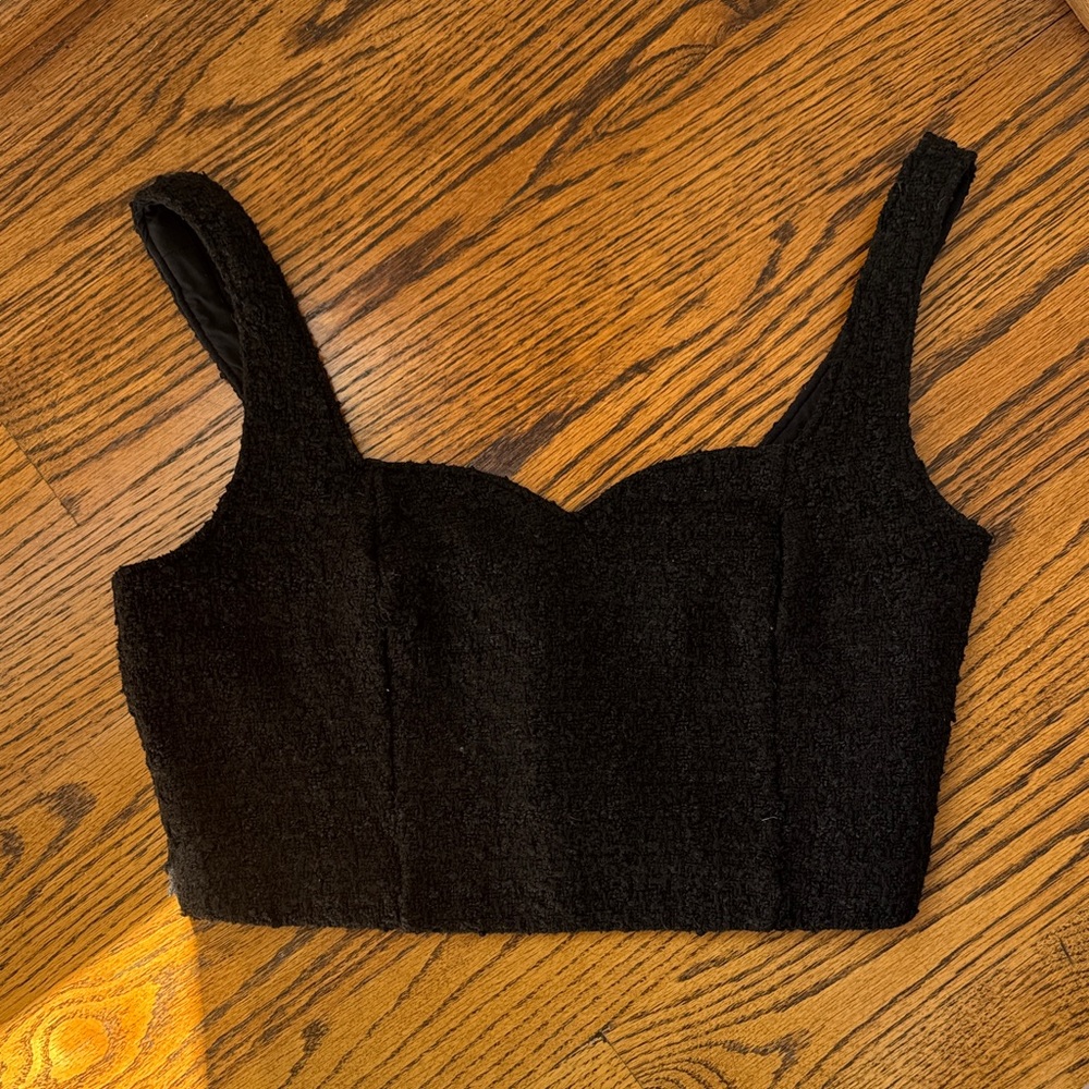 Abercrombie & Fitch Black Bouclé Crop Top